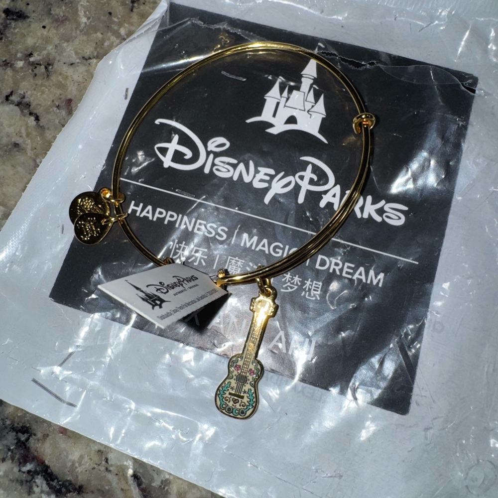 Disney Parks Gold Bracelet with Coco Guitar Charm